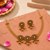 Aaroh - golden tinkle choker necklace set ( Women Gold Kundan Choker Set )