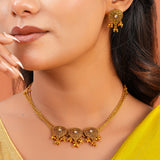 Aaroh - golden tinkle choker necklace set ( Women Gold Kundan Choker Set )