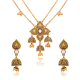 Aaroh - tiny bells short necklace set ( Women Gold Kundan Necklace Set )