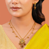 Aaroh - tiny bells short necklace set ( Women Gold Kundan Necklace Set )
