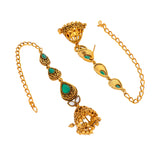 Aaroh - mystic chime collar necklace set ( Women Green Stone Collar Set )