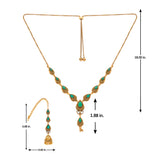 Aaroh - mystic chime collar necklace set ( Women Green Stone Collar Set )