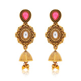 Aaroh - bellish bloom short necklace set ( Women Pink Stone Jewellery Set )