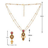 Aaroh - bellish bloom short necklace set ( Women Pink Stone Jewellery Set )