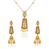 Aaroh - bellchime short necklace set ( Women Gold Temple Pendant Set )