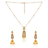 Aaroh - bellchime short necklace set ( Women Gold Temple Pendant Set )