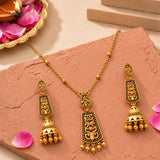 Aaroh - bellchime short necklace set ( Women Gold Temple Pendant Set )