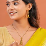 Aaroh - bellchime short necklace set ( Women Gold Temple Pendant Set )