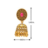 Aaroh - echo halo jhumki earring ( Women Gold Pink Stone Jhumki )