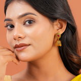 Aaroh - echo halo jhumki earring ( Women Gold Pink Stone Jhumki )