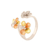 Troika Floral Motifs Ring Silver Finish American Diamond Flower Ring for Women