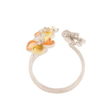 Troika Floral Motifs Ring Silver Finish American Diamond Flower Ring for Women