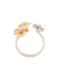 Troika Floral Motifs Ring Silver Finish American Diamond Flower Ring for Women