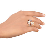 Troika Floral Motifs Ring Silver Finish American Diamond Flower Ring for Women