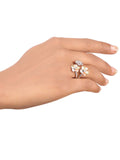 Troika Floral Motifs Ring Silver Finish American Diamond Flower Ring for Women