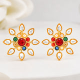 Navratna Surya Kundan Stud Earrings