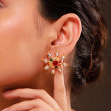 Navratna Surya Kundan Stud Earrings