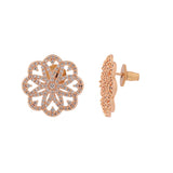 Sparkling Elegance Love Bloom Rose Gold Stud Earrings
