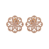 Sparkling Elegance Love Bloom Rose Gold Stud Earrings