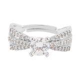 Valentine’s Day Celestial Triple-Band Silver Solitaire Ring