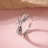 Valentine’s Day Celestial Triple-Band Silver Solitaire Ring