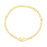 Valentine’s Day Golden Heart Layered Chain Bracelet