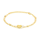 Valentine’s Day Golden Heart Layered Chain Bracelet