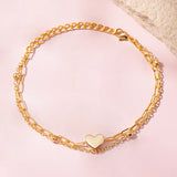 Valentine’s Day Golden Heart Layered Chain Bracelet