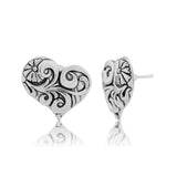 Valentine’s Day  Vintage Oxidized Floral Heart Stud Earrings