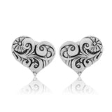 Valentine’s Day  Vintage Oxidized Floral Heart Stud Earrings