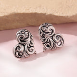 Valentine’s Day  Vintage Oxidized Floral Heart Stud Earrings