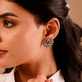 Valentine’s Day  Vintage Oxidized Floral Heart Stud Earrings