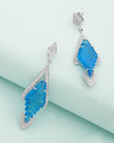 925 Sterling Silver Danglers with Sky Blue Stone.