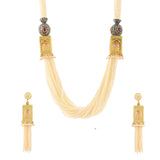 Pearl Elegance Opulent Heavily Embellished Brass Yellow Gold Plated Jewellery Set