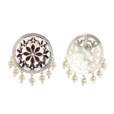 Pearl Elegance Filigree Design Floral Motif Faux Pearls Silver Plated Earrings