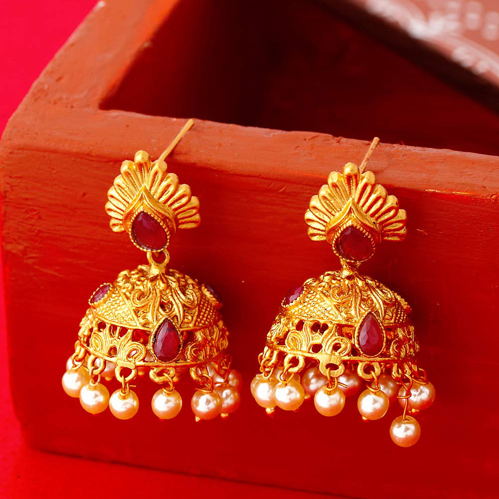 Apsara Bliss Jhumka Earrings With Chain – VOYLLA