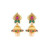 Coloured Gems Adorned Earrings