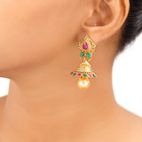 Coloured Gems Adorned Earrings
