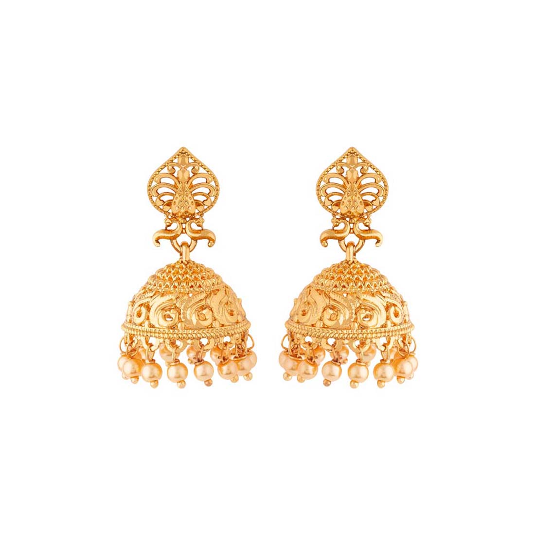 Golden Reprise Faux Pearls Embellished Earrings