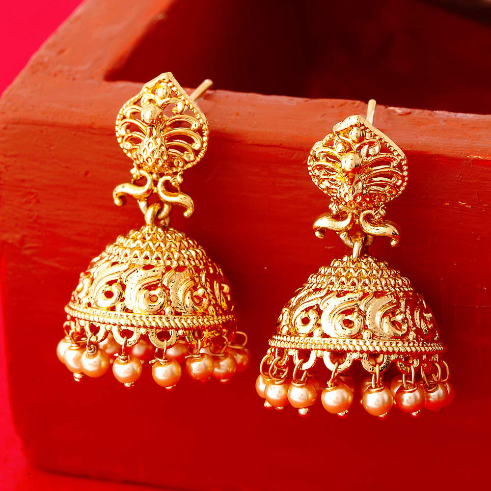 Golden Reprise Faux Pearls Embellished Earrings – VOYLLA