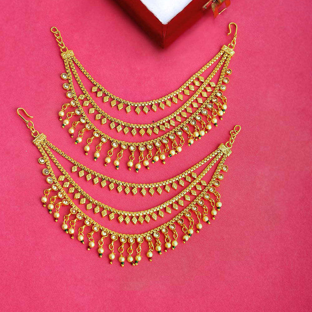 Brass Heavily Embellished Ear Chains - Main Image