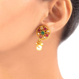 Coloured Gems Embellished Earrings