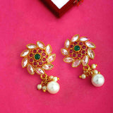 Gemstones Adorned Floral Earrings
