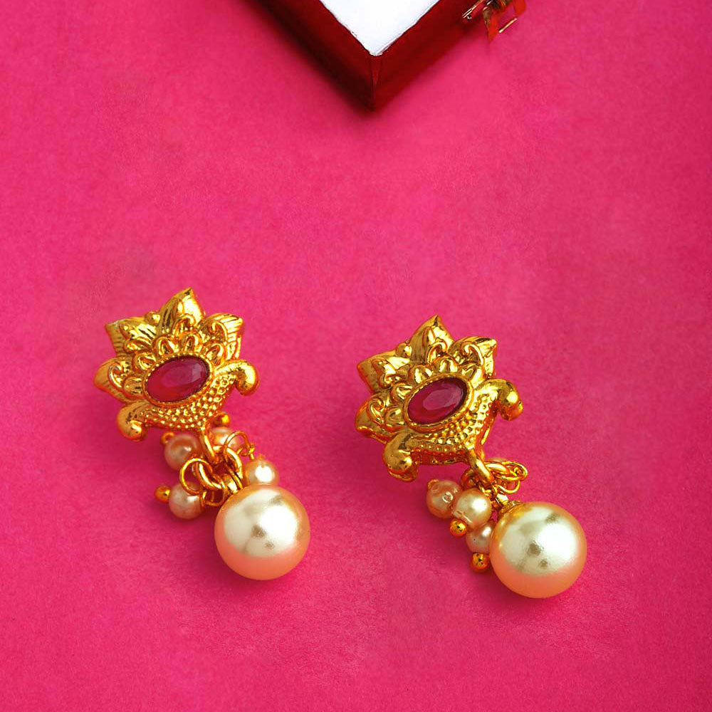 Faux Pearls Adorned Earrings