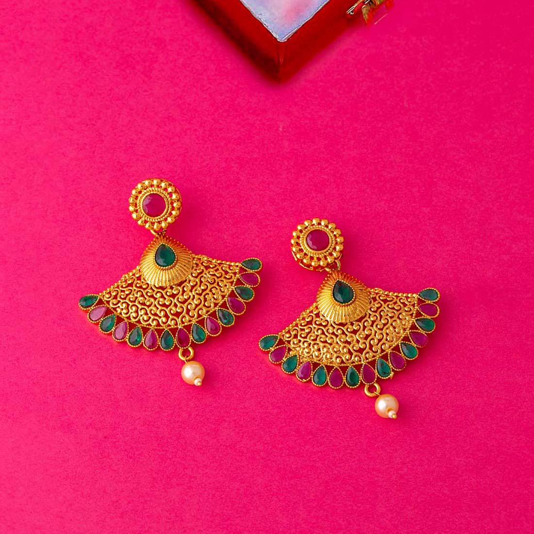 Antique Inspired Embellished Earrings - Main Image