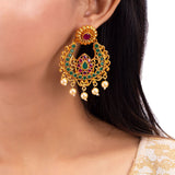 Faux Pearls and CZ Gems Embellished Earrings