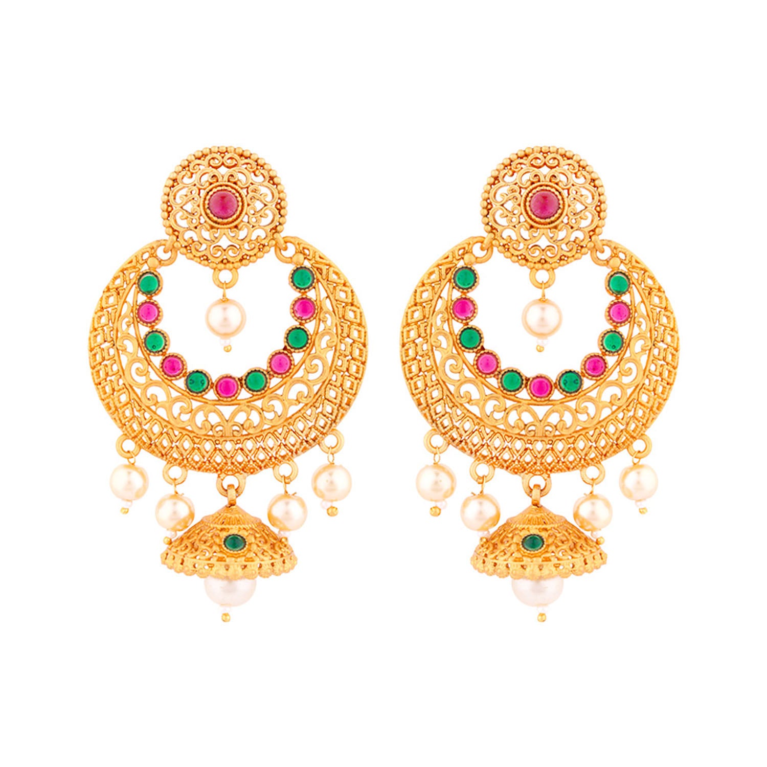 Chandbali Gold Toned Drop Earrings – VOYLLA - Main Image