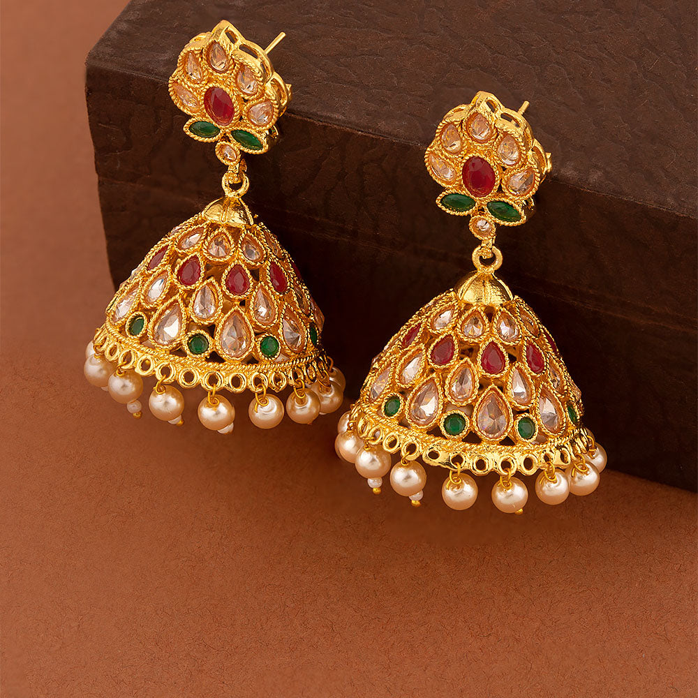 Buy online Gold Brass Jhumka Earrings from Imitation Jewellery for Women by  Voylla for ₹799 at 0% off | 2024 Limeroad.com