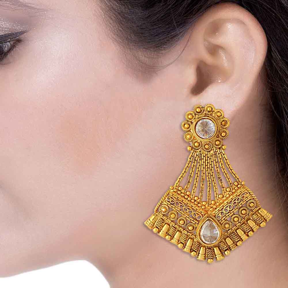 Traditional Designer Earrings with Shiny Stones