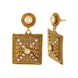 Square Dangled Earrings Inspired By Kundan